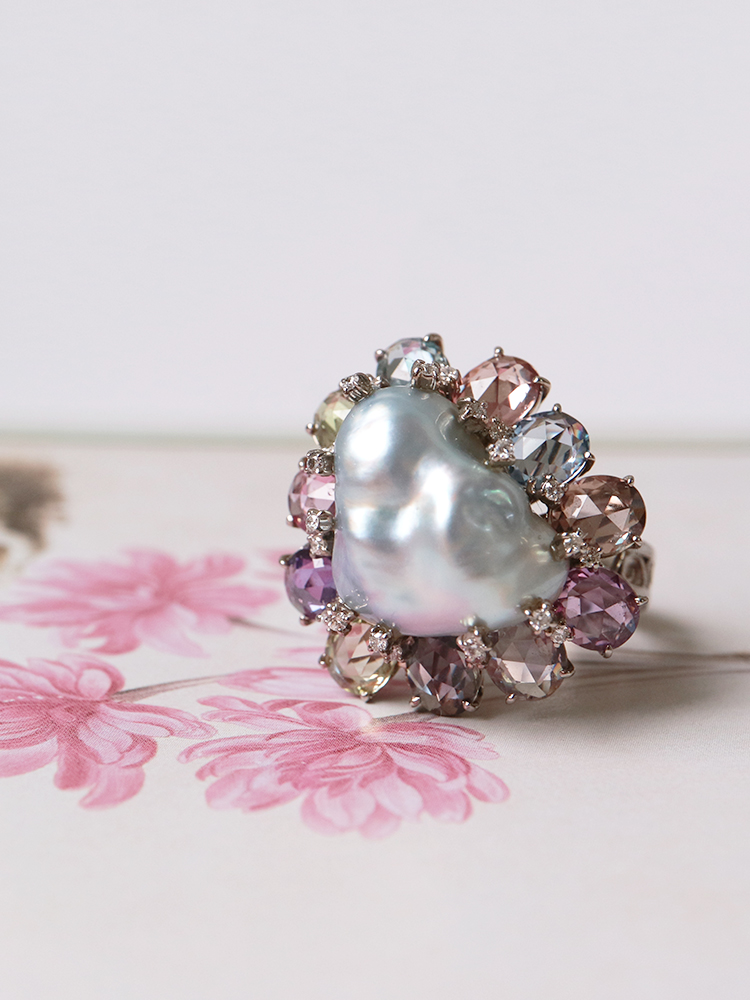 Baroque Pearl Ring - 반지, 사파이어, 진주